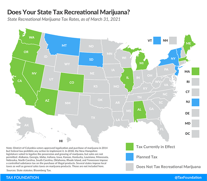 cannabis taxes map